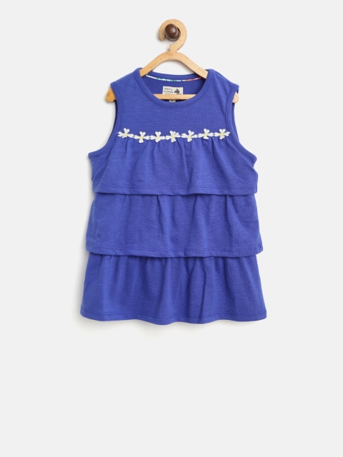 

Cherry Crumble Girls Blue Solid A-Line Layered Dress