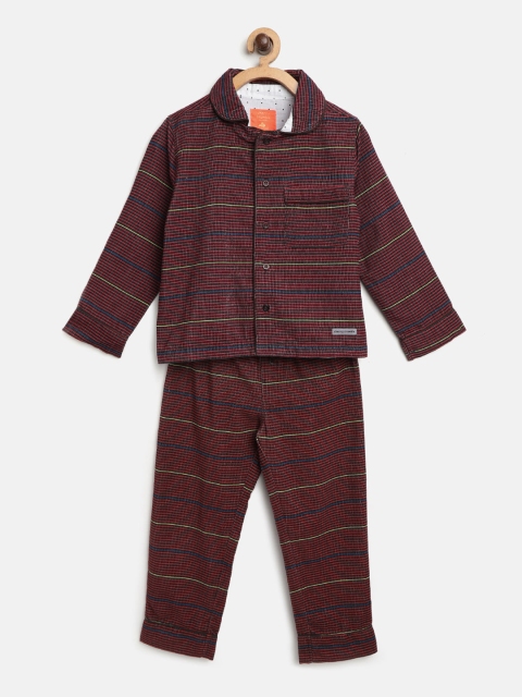 

Cherry Crumble Kids Maroon Striped Night suit