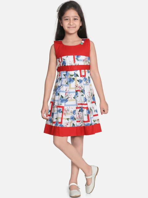 

AWW HUNNIE Girls Off-White Printed A-Line Dress