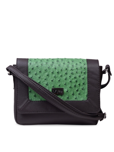 Beau Design Black & Green Colourblocked Sling Bag