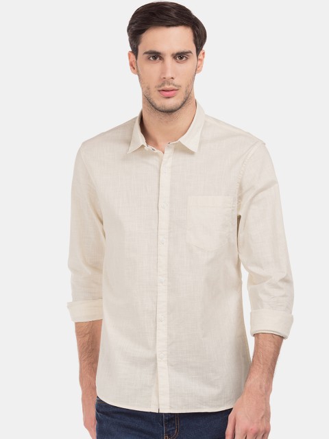 

Ruggers Men Beige Solid Casual Shirt