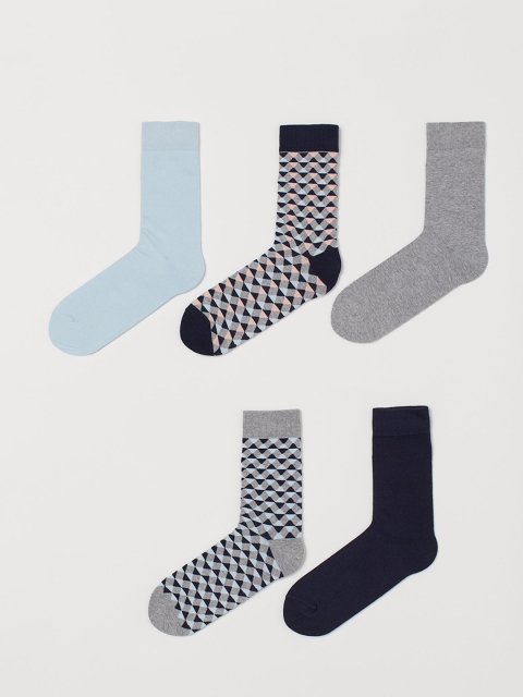 

H&M Men Pack Of 5 Patterned Above Ankle Socks, Multi