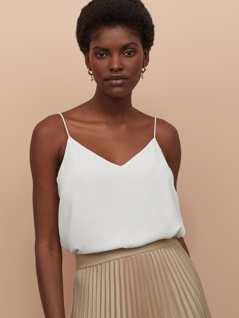 

H&M Women White Solid V-neck Strappy Top