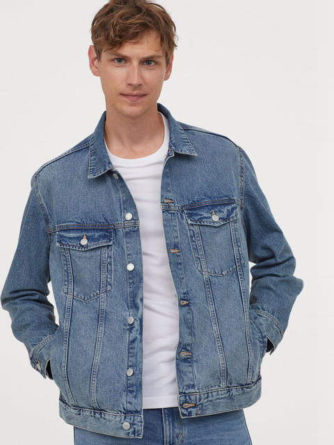 

H&M Men Blue Washed Denim Sustainable Jacket