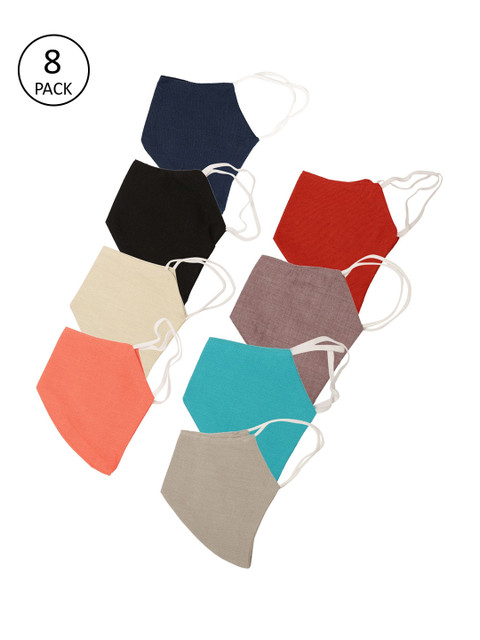 

GNIST Unisex Pack Of 8 Solid 2-Ply Cloth Mask, Red