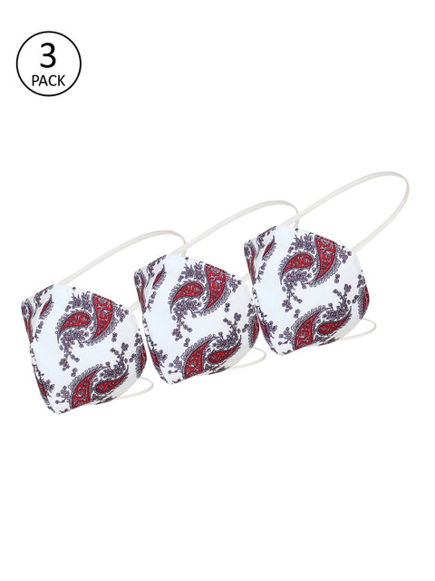 

Alvaro Castagnino Unisex Pack of 3 Pcs White & Red Reusable 3-Ply Protective Outdoor Masks
