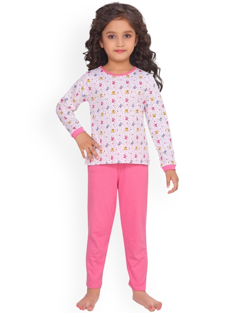 

Barbie Girls Pink & White Printed Night suit