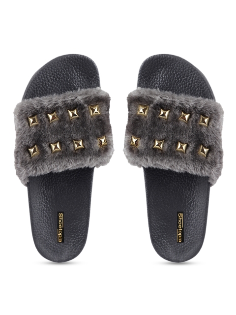 

Shoetopia Women Grey Embellished Room Slippers