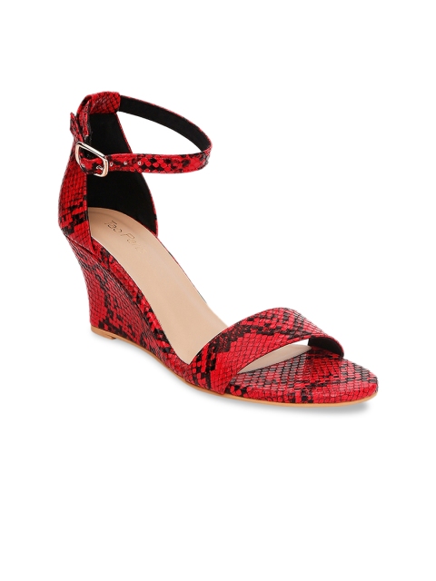 

Tao Paris Women Red & Black Printed Wedges