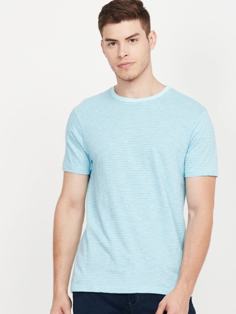 

Fame Forever by Lifestyle Men Blue Striped Round Neck T-shirt