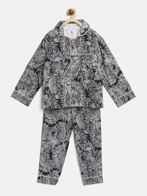 

Cherry Crumble Kids Black & Grey Printed Night suit