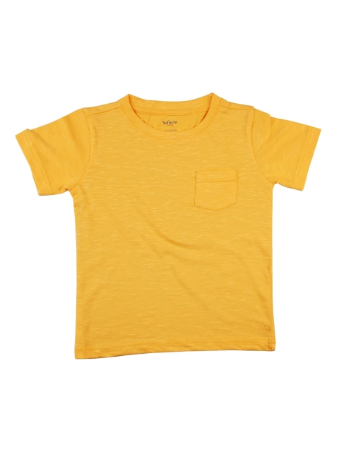

Softsens Unisex Kids Yellow Solid Organic Cotton Round Neck Sustainable T-shirt