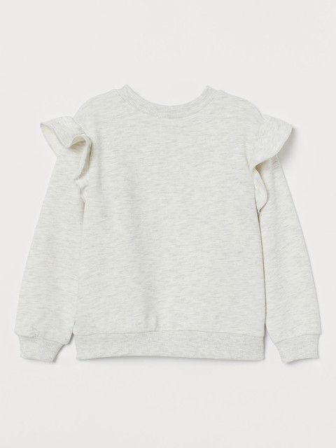 

H&M Girls Grey Melange Solid Flounced Sweatshirt