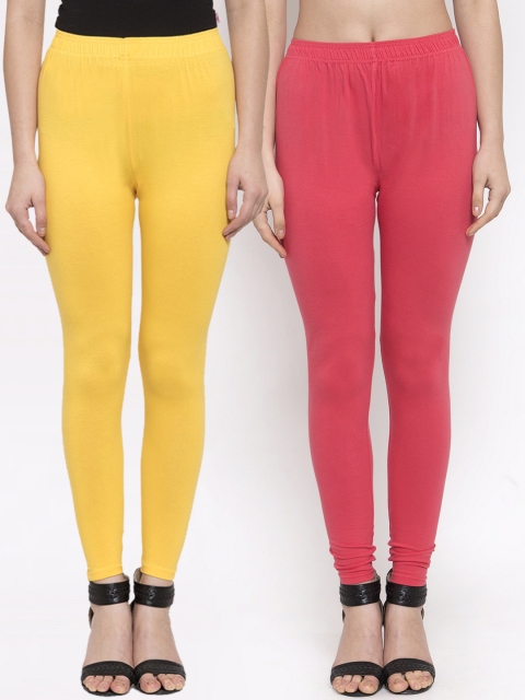 

TAG 7 Women Pack Of 2 Solid Leggings, Pink