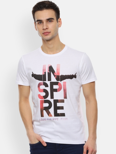 

Louis Philippe Jeans Men White Printed Round Neck T-shirt