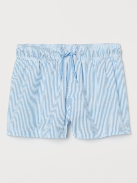 

H&M Boys Blue & Off-White Striped Seersucker Swim Shorts