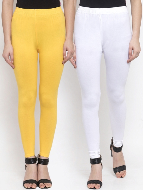 

TAG 7 Women Pack Of 2 Solid Leggings, White