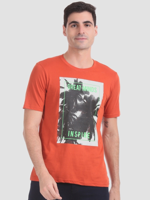 

Colt Men Orange Printed Round Neck T-shirt