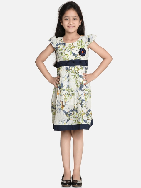 

AWW HUNNIE Girls Off-White Printed A-Line Dress