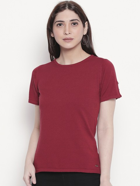 

Manola Women Maroon Solid Knitted Top