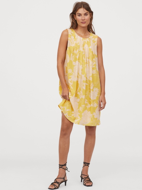 

H&M Women Yellow & White Printed A-Line Dress