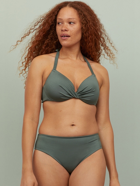 

H&M Women Green Solid Bikini Bottoms