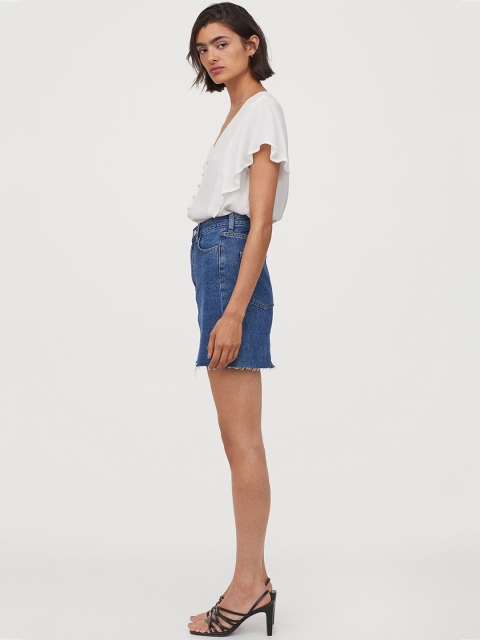 

H&M Women Blue Solid Denim Pure Cotton Skirt