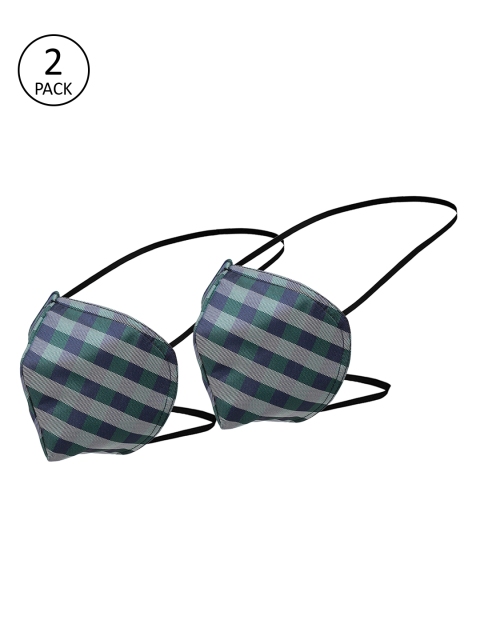 

Alvaro Castagnino Unisex 2 Pcs Checked 3-Ply Reusable Cloth Masks, Green