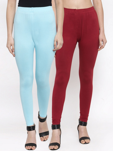 

TAG 7 Women Pack Of 2 Solid Leggings, Maroon