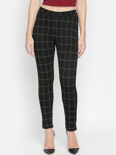 

Annabelle by Pantaloons Women Black Regular Fit Checked Trousers
