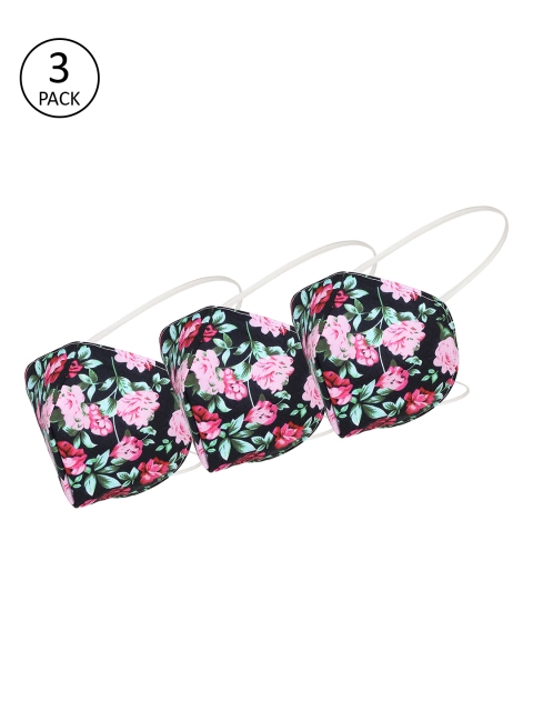 

Alvaro Castagnino Unisex Pack of 3 Pcs Black & Pink Reusable 3-Ply Protective OutdoorMasks