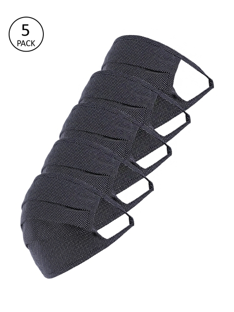 

Richlook Men 5 Pcs Navy Blue & White Printed 2-Ply Reusable Cotton Masks