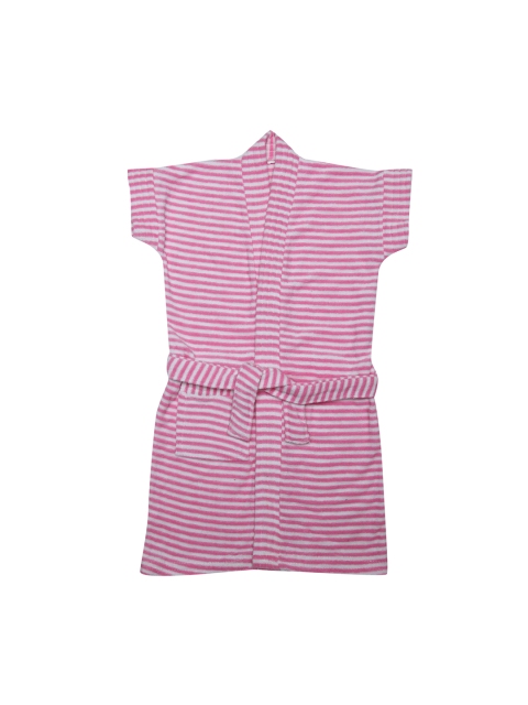 

BUMZEE Kids Pink & White Striped Bath Robe