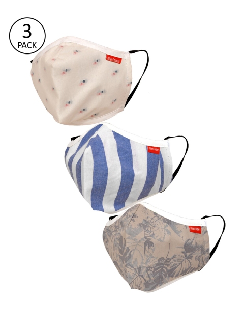 Allen Cooper Unisex Pack Of 3 Reusable 3-Ply Cloth Mask, Cream