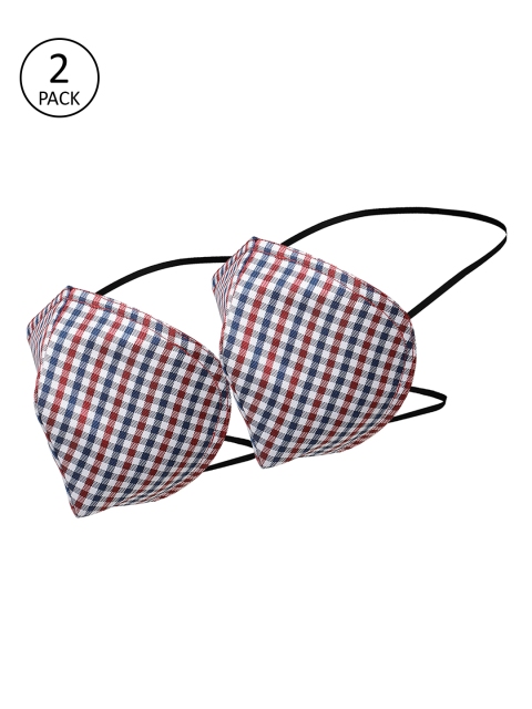 

Alvaro Castagnino Unisex 2 Pcs Checked 3-Ply Reusable Cloth Masks, Red