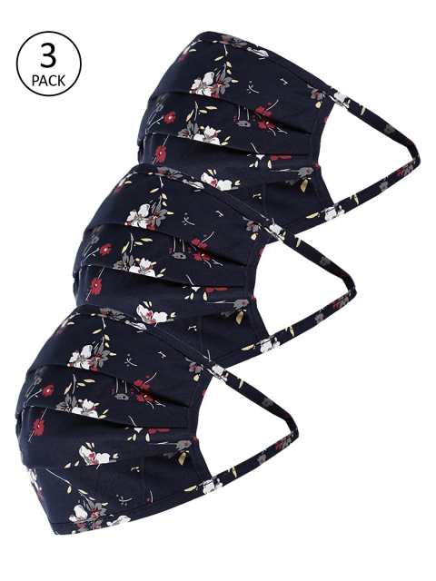 

Richlook Men Navy Blue 3 Pcs 2-Ply Printed Cotton Reusable Outdoor Masks
