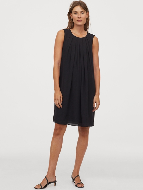 

H&M Women Black Solid A-Line Dress