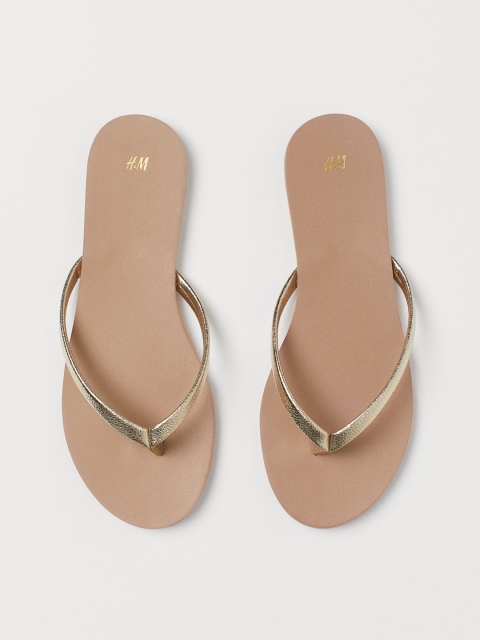 

H&M Women Gold-Toned Flip-Flops