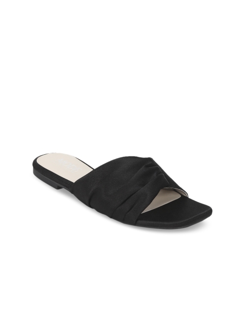 

Mode by Red Tape Women Black Solid Mesh Open Toe Flats