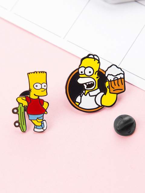 

Bigsmall Unisex Set Of 2 Yellow & Blue The Simpsons Lapel Pins