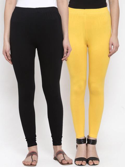 

TAG 7 Women Pack Of 2 Solid Leggings, Black
