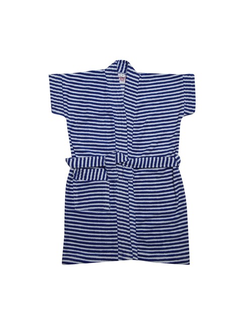 

BUMZEE Unisex Kids Blue & White Striped Bath Robe