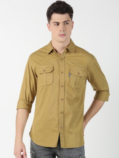 

Blue Saint Men Khaki Regular Fit Solid Casual Shirt