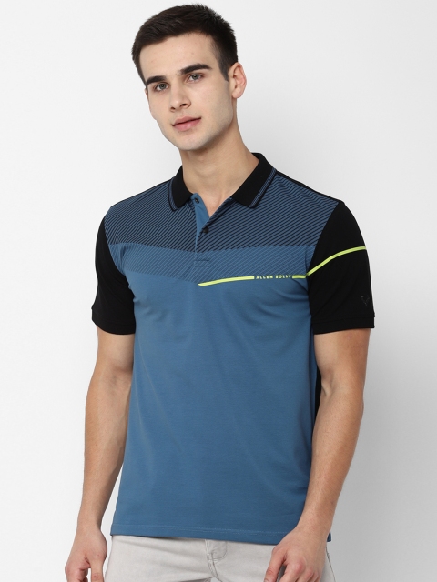 

Allen Solly Men Blue & Black Colourblocked Polo Collar T-shirt