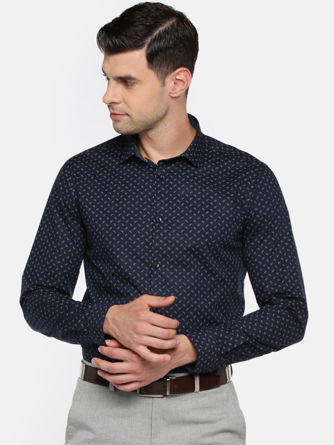 

RICHARD PARKER by Pantaloons Men Navy Blue Regular Fit Printed Formal Shirt