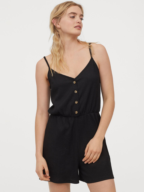 

H&M Women Black Jersey Playsuit