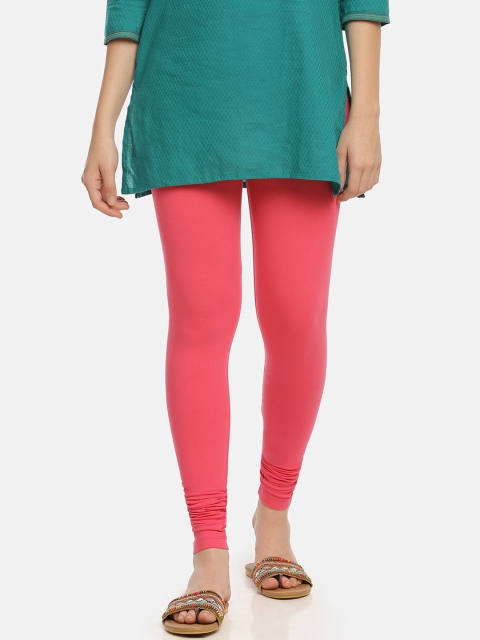 

Zelen Women Pink Solid Churidar-Length Leggings