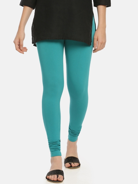 

Zelen Women Teal Green Solid Churidar-Length Leggings