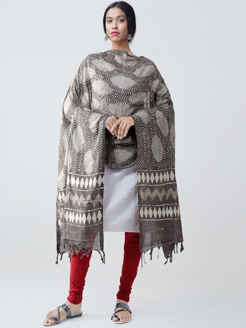 

Unnati Silks Grey Printed Rajasthani Cotton Sustainable Dupatta