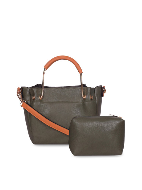 

Bagkok Olive Green Solid Shoulder Bag with Pouch